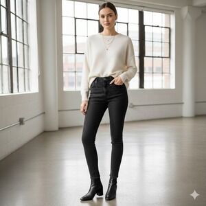 BLEU Women's High Rise Skinny Ankle  Jeans Size 8 Black Faded Denim Stretch‎